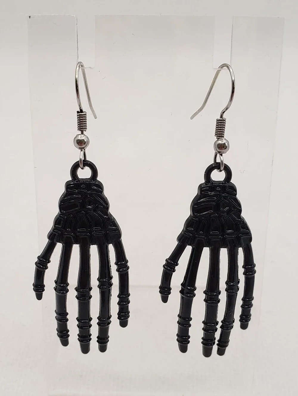 Black Skeleton Hand Dangle Earrings - Women Jewelry